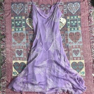 Mixit Fairy Flowy Cream Lavender Purple Silky Dress Gown